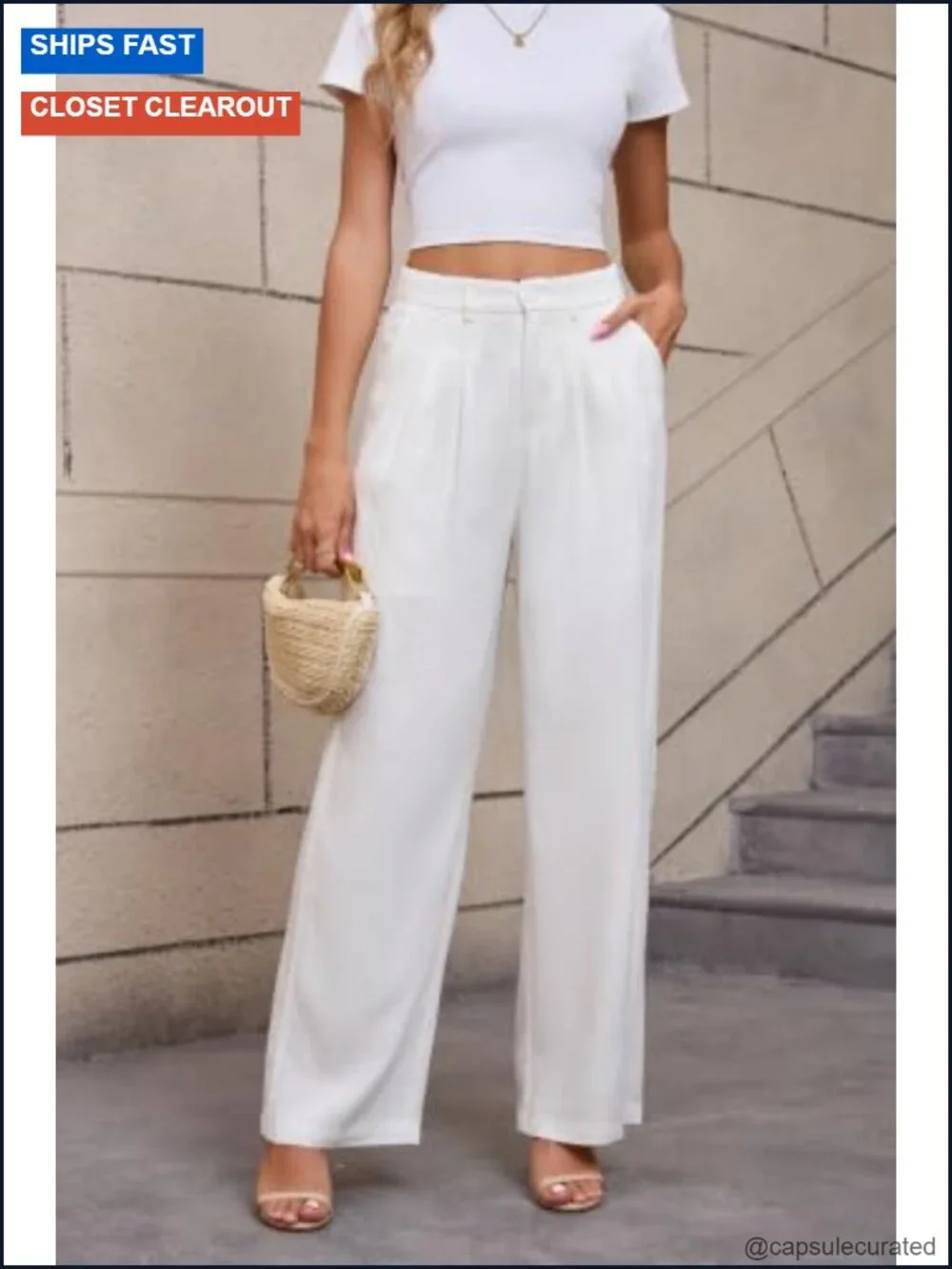 100% Linen Wide Leg Pants with Elastic Back Waist, Plus Size